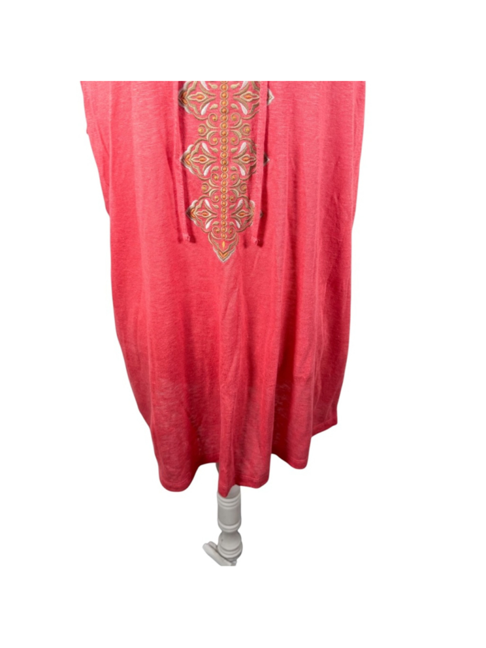 J. Jill Linen Papaya Tunic Top Coral Sleeveless Boho Embroidered Beachy Size XL - Picture 8 of 12